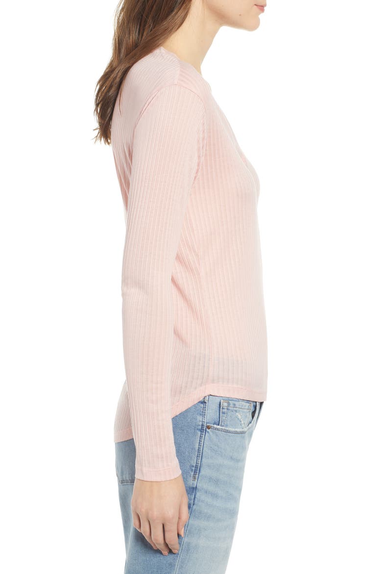 V-Neck Henley Top, Alternate, color, PINK SILVER