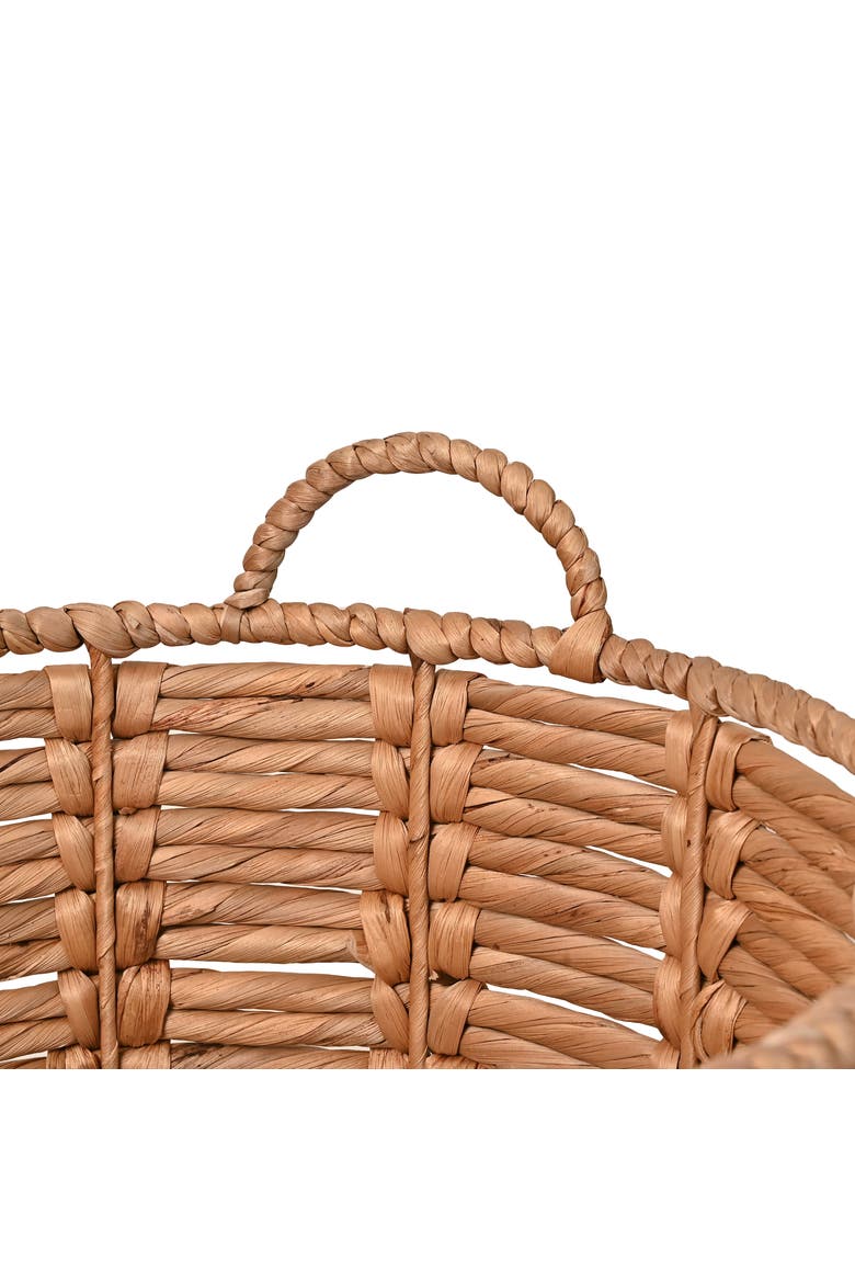 Laurel 19.49" Bohemian Handwoven Abaca Hamper Basket with Handles, Alternate, color, Natural/Black