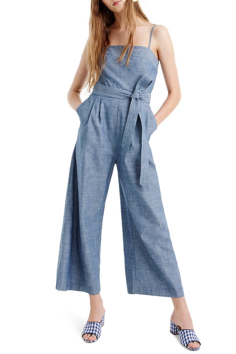 Marseille Cotton Chambray Jumpsuit, Main, color, DALTON WASH