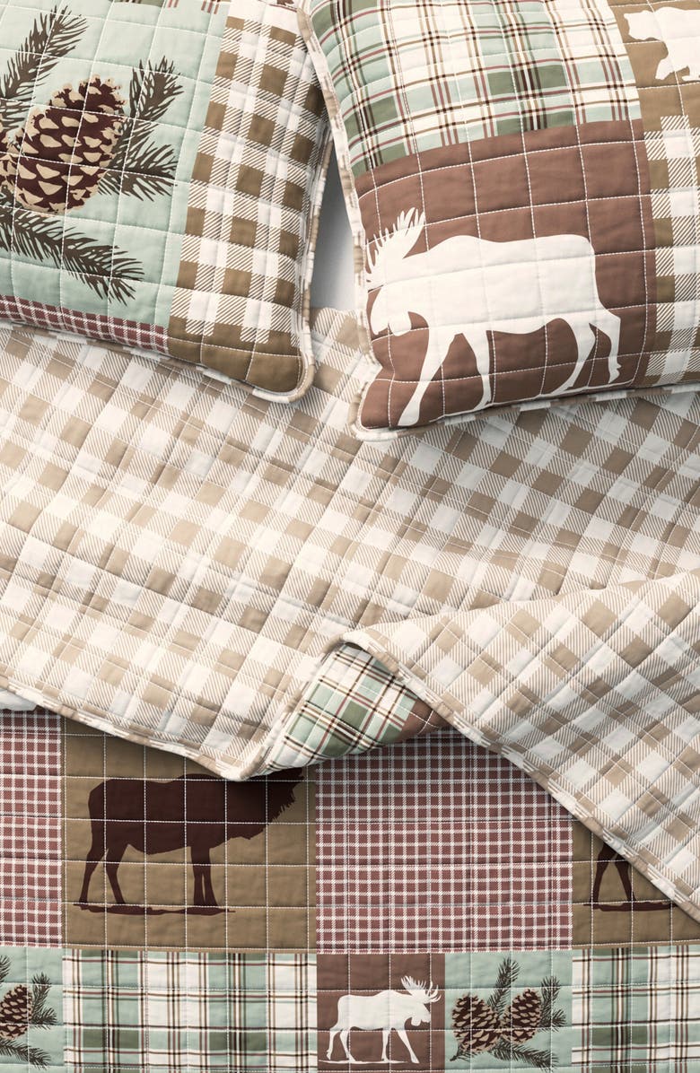 Woven & Weft Patchwork 3-Piece Quilt Set, Alternate, color, Hemlock Green/Brown