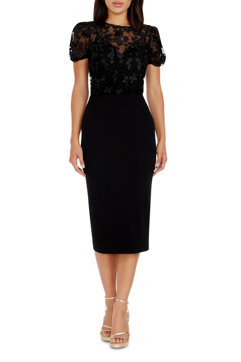 Marianne Lace Sheath Dress, Main, color, BLACK