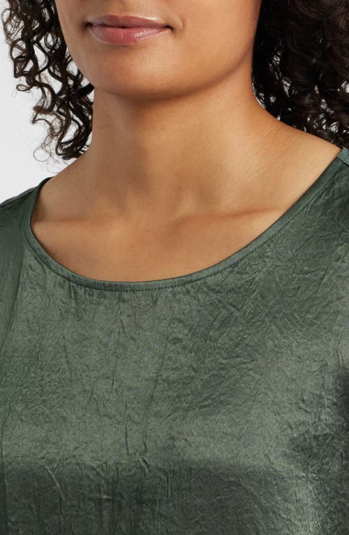 Eileen Fisher Crinkle Satin Shell Top In Green