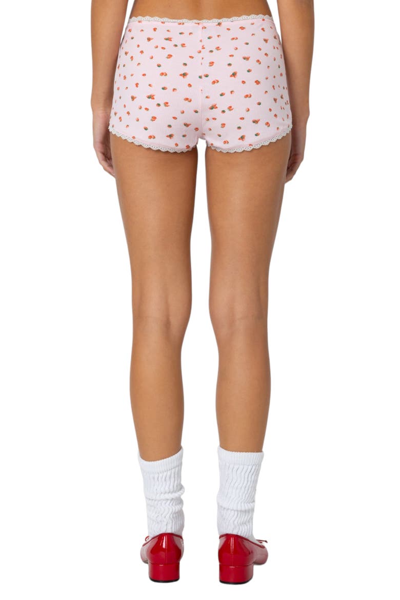Strawberry Print Micro Shorts, Alternate, color, PINK