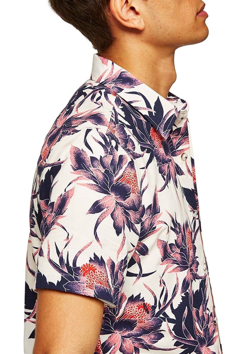 Topman Floral Print Shirt, Alternate, color, 