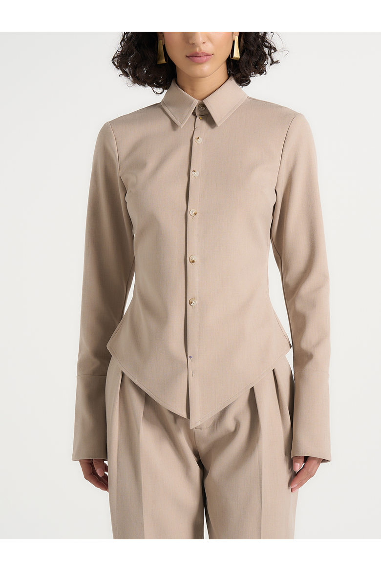 Sonia Tailored Cinch Shirt, Main, color, Beige