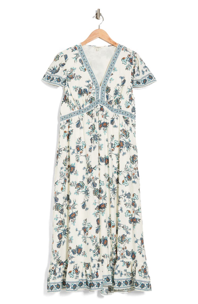 MAX STUDIO Flutter Sleeve V-Neck Dress, Main, color, 