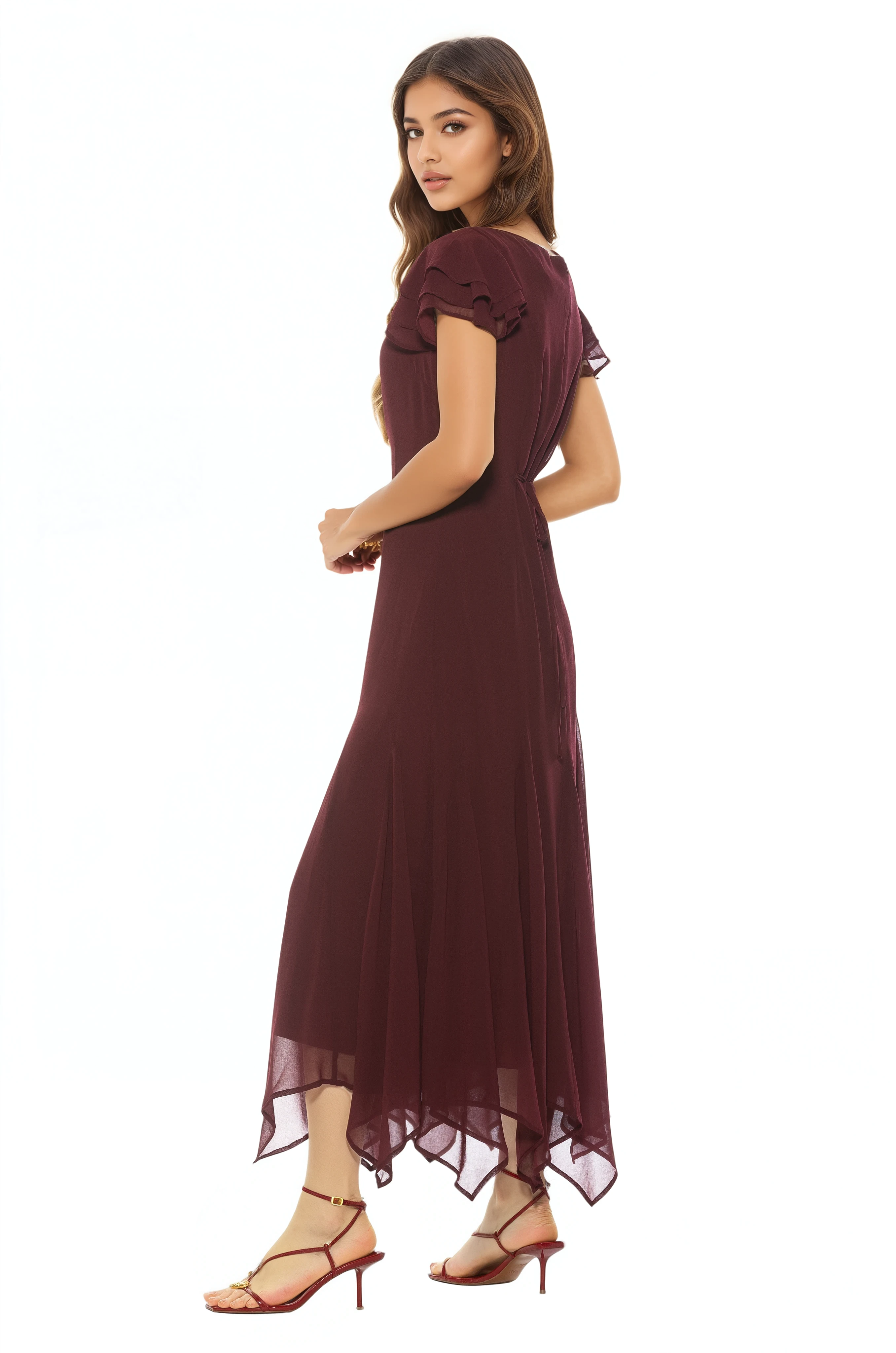 Kaelith Ruffle Sleeve Midi Dress - image 4