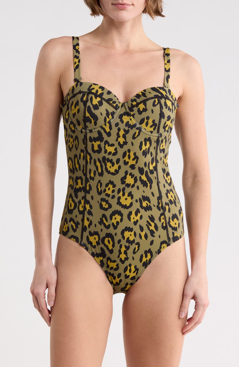 Betsey Johnson One-Piece Swimsuit, Main, color, Sky Peony