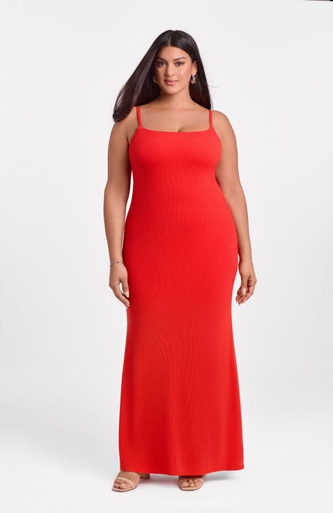 Sculpting Shapewear Rib Scoop Neck Cami Maxi Dress