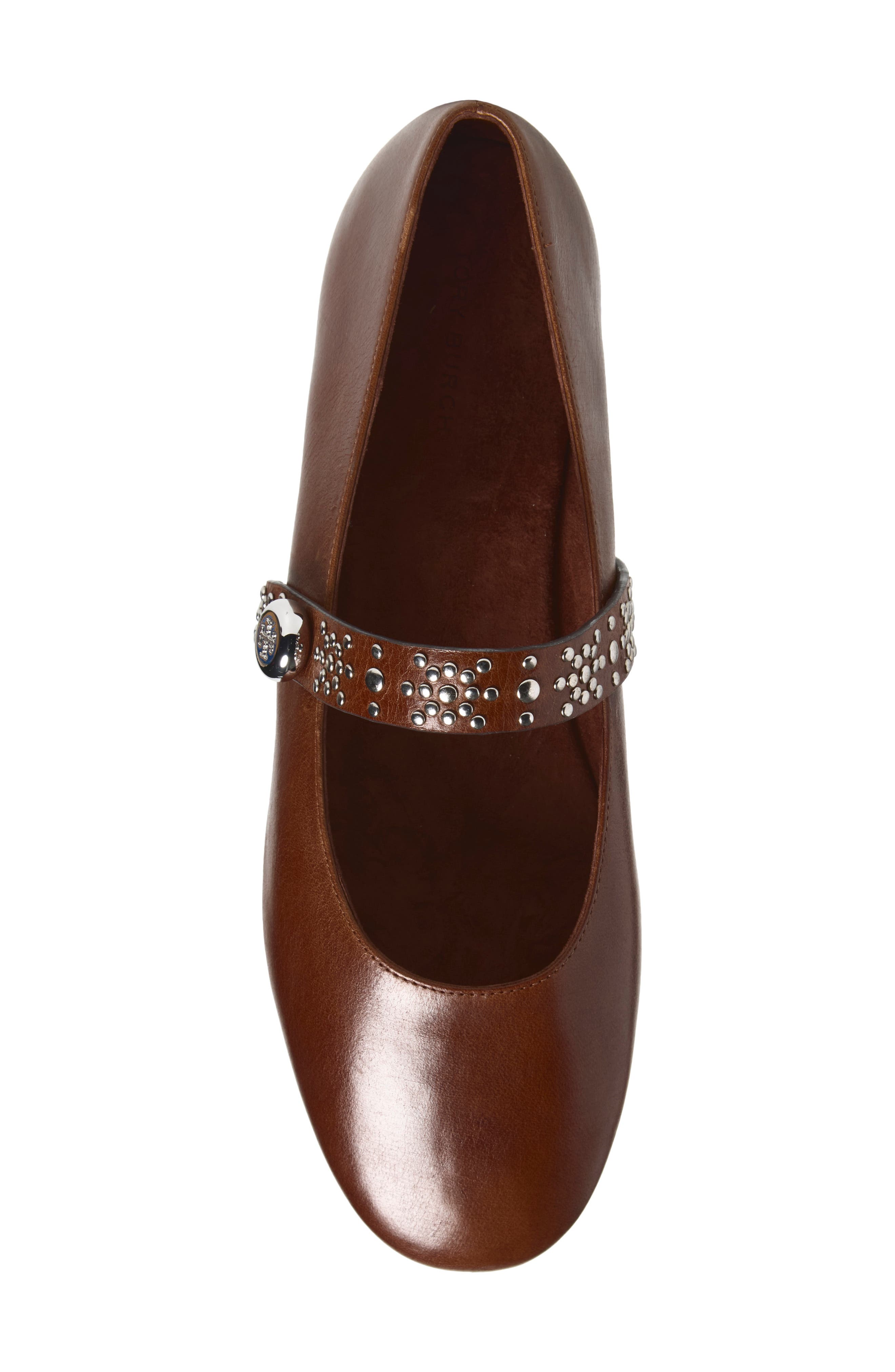 Romy Stud Leather Mary Jane Flat, Alternate, color, COGNAC