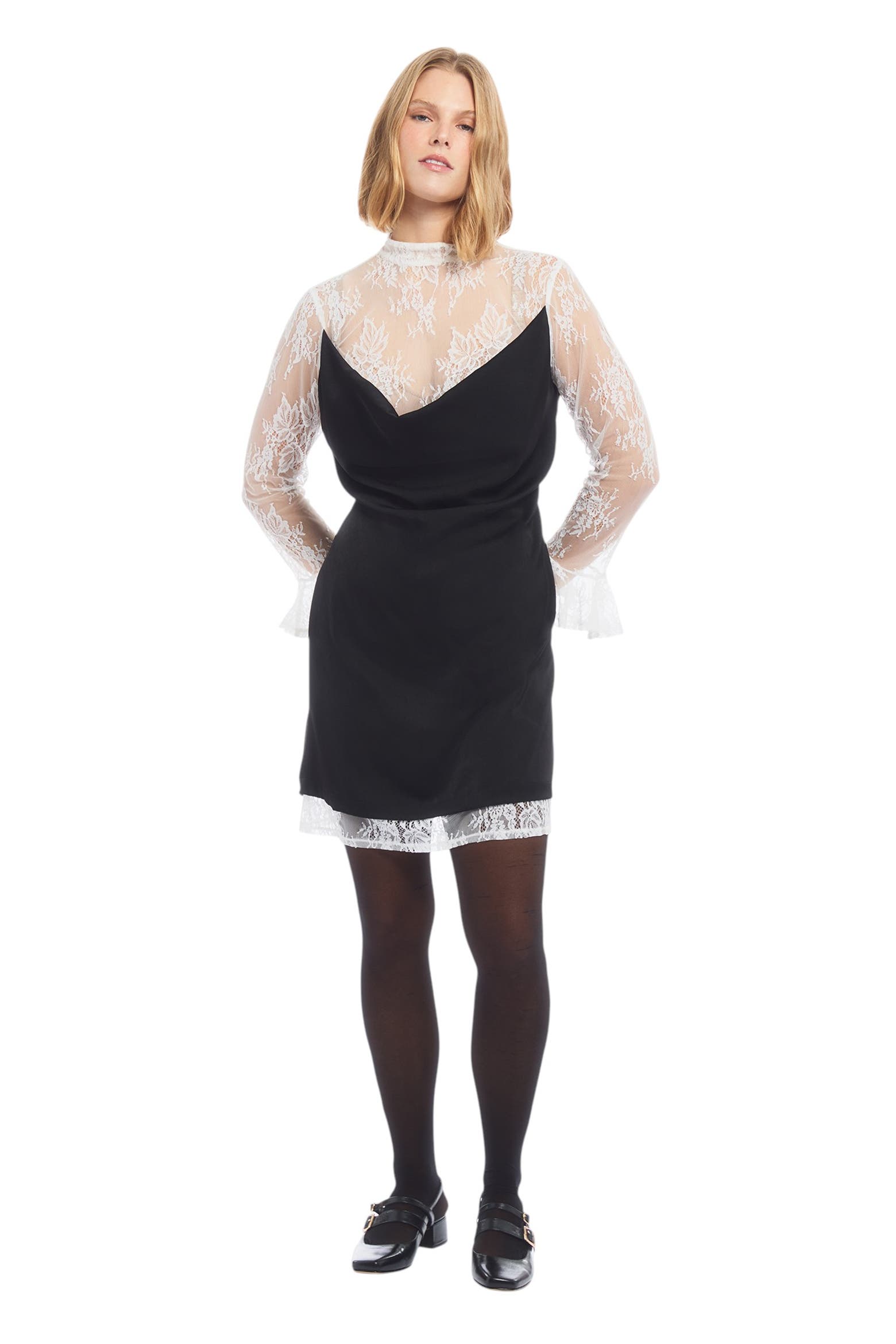 Color Code 9339 June & Vie Lace Trim Satin Mini Dress (plus) (Women) | Nordstrom
