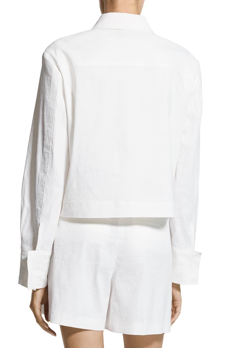 Linen Blend Crop Shirt Jacket, Alternate, color, WHITE