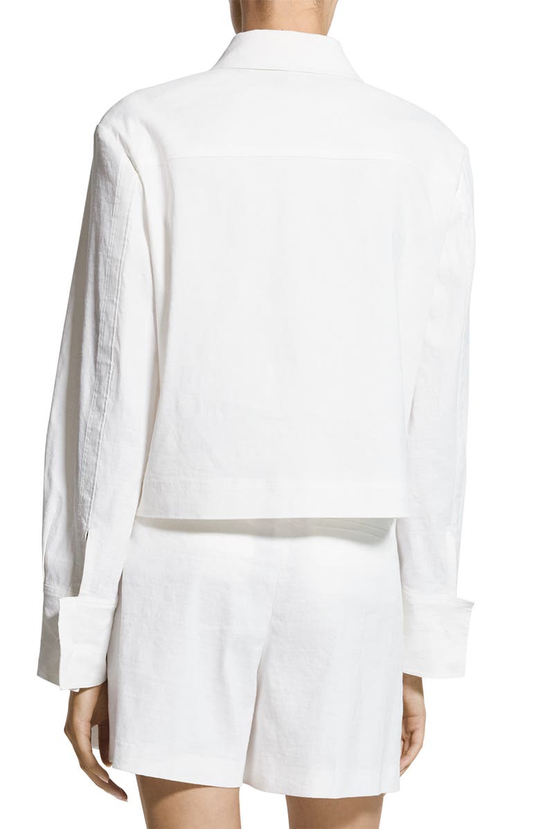 Theory Linen Blend Crop Shirt Jacket, Alternate, color, White