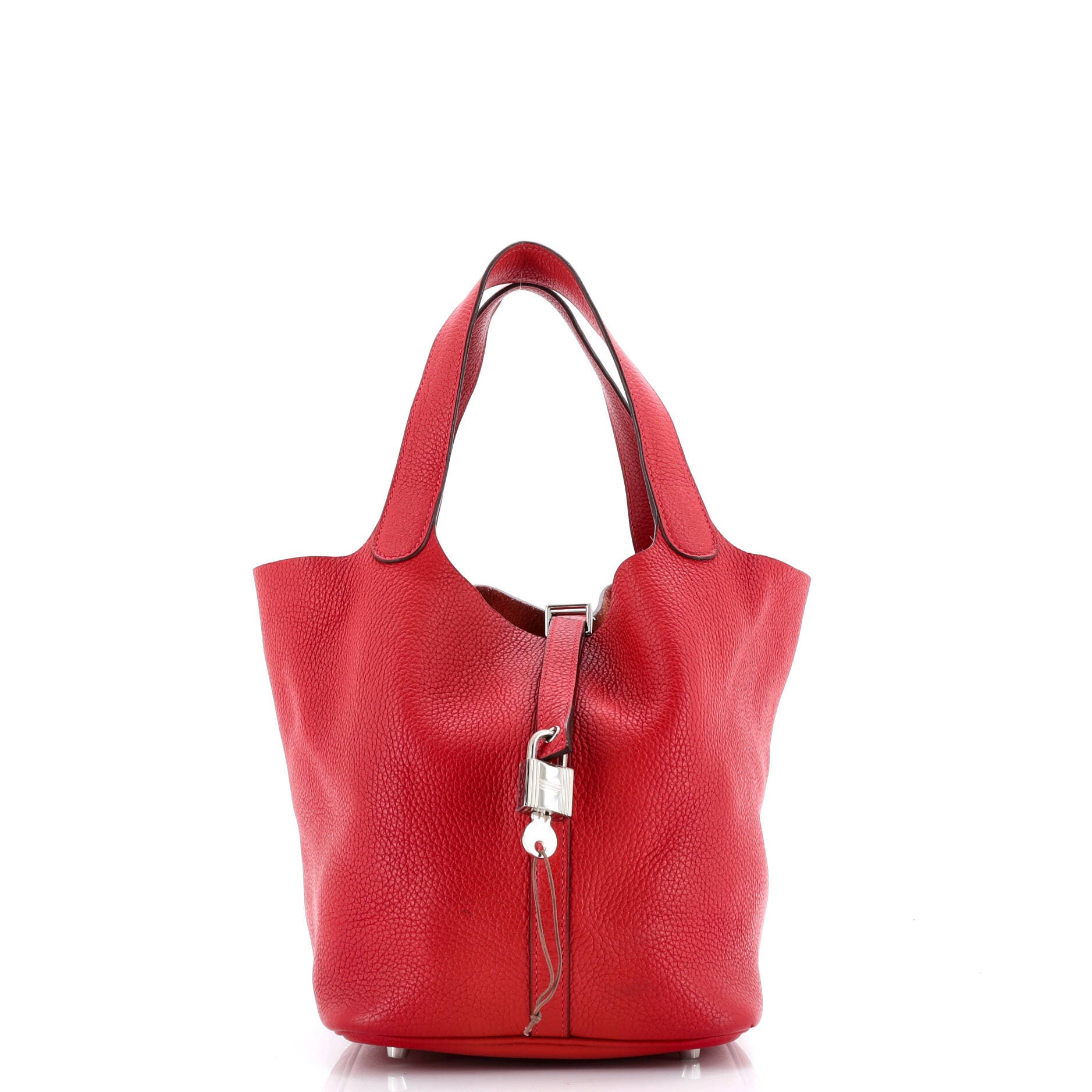 Pre-Owned Hermes Picotin Lock Bag Clemence MM, Main, color, Rouge Casaque
