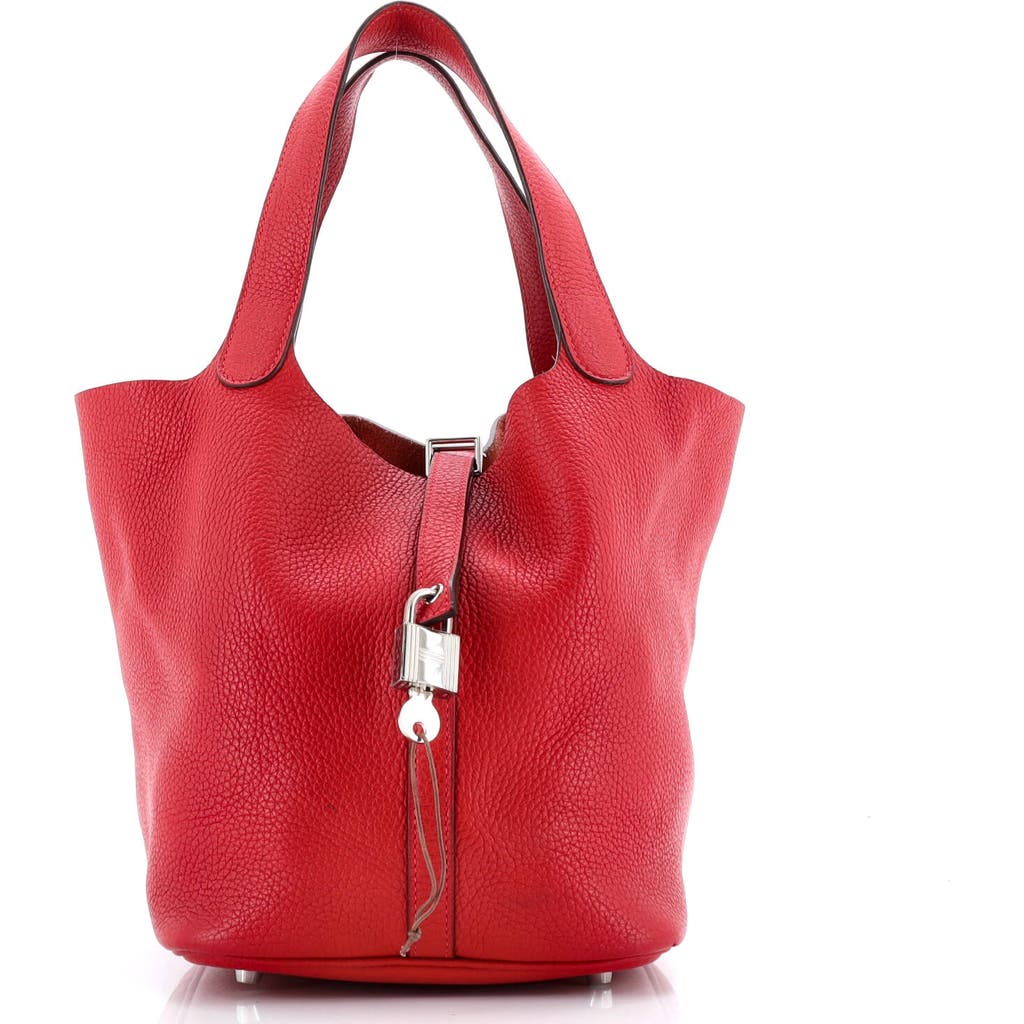 Pre-owned Hermes Hermes Picotin Lock Bag Clemence Mm In Red