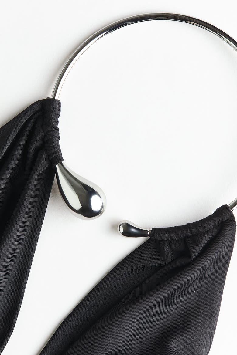 Draped Halterneck Dress, Alternate, color, Black
