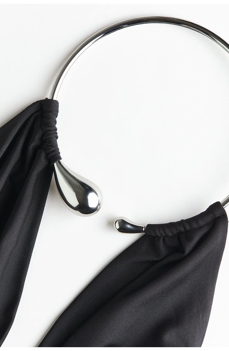 H&M Draped Halterneck Dress, Alternate, color, Black