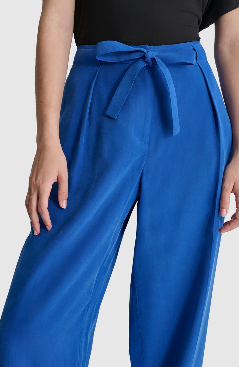 DKNY Tie Front Twill Pants, Alternate, color, Lapis Blue
