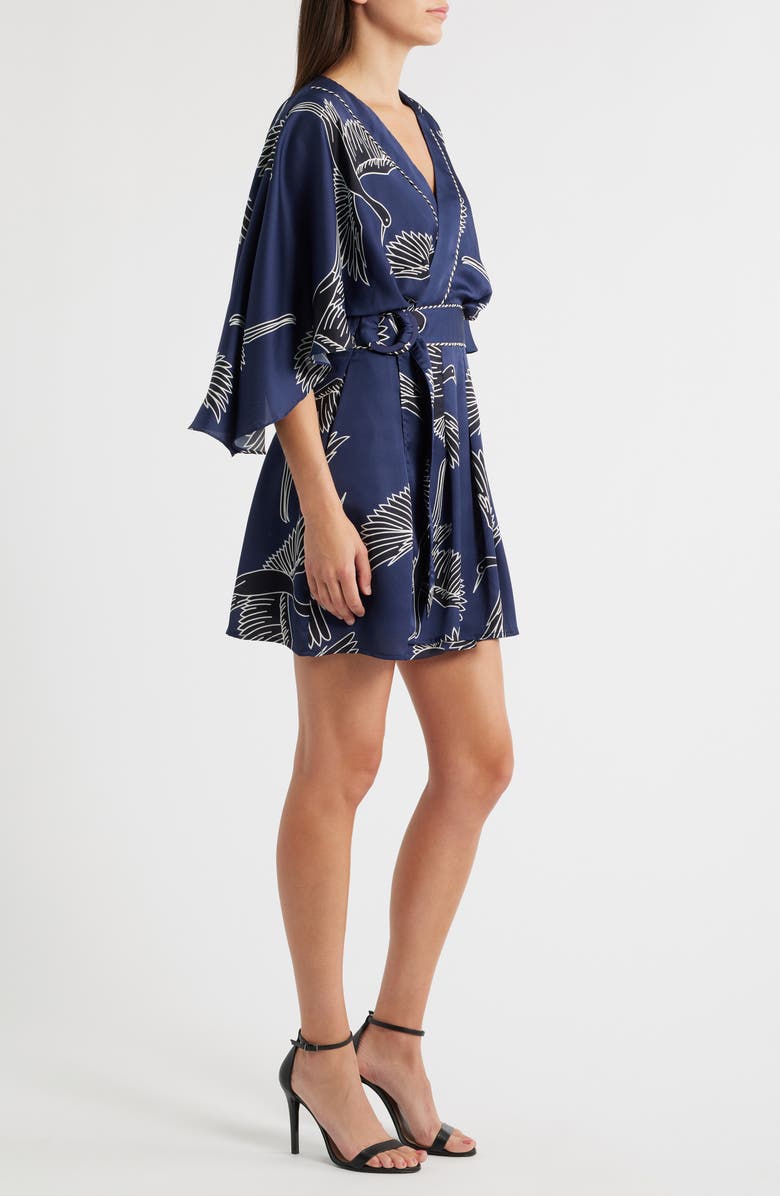 CIEBON Avaele Long Sleeve Satin Wrap Dress, Alternate, color, Navy Multi