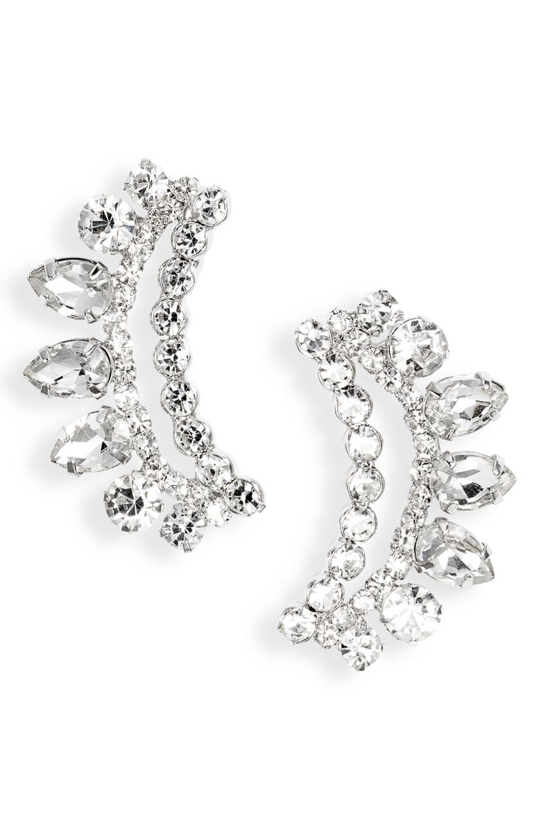 CRISTABELLE Crystal Ear Crawler Earrings, Main, color, 