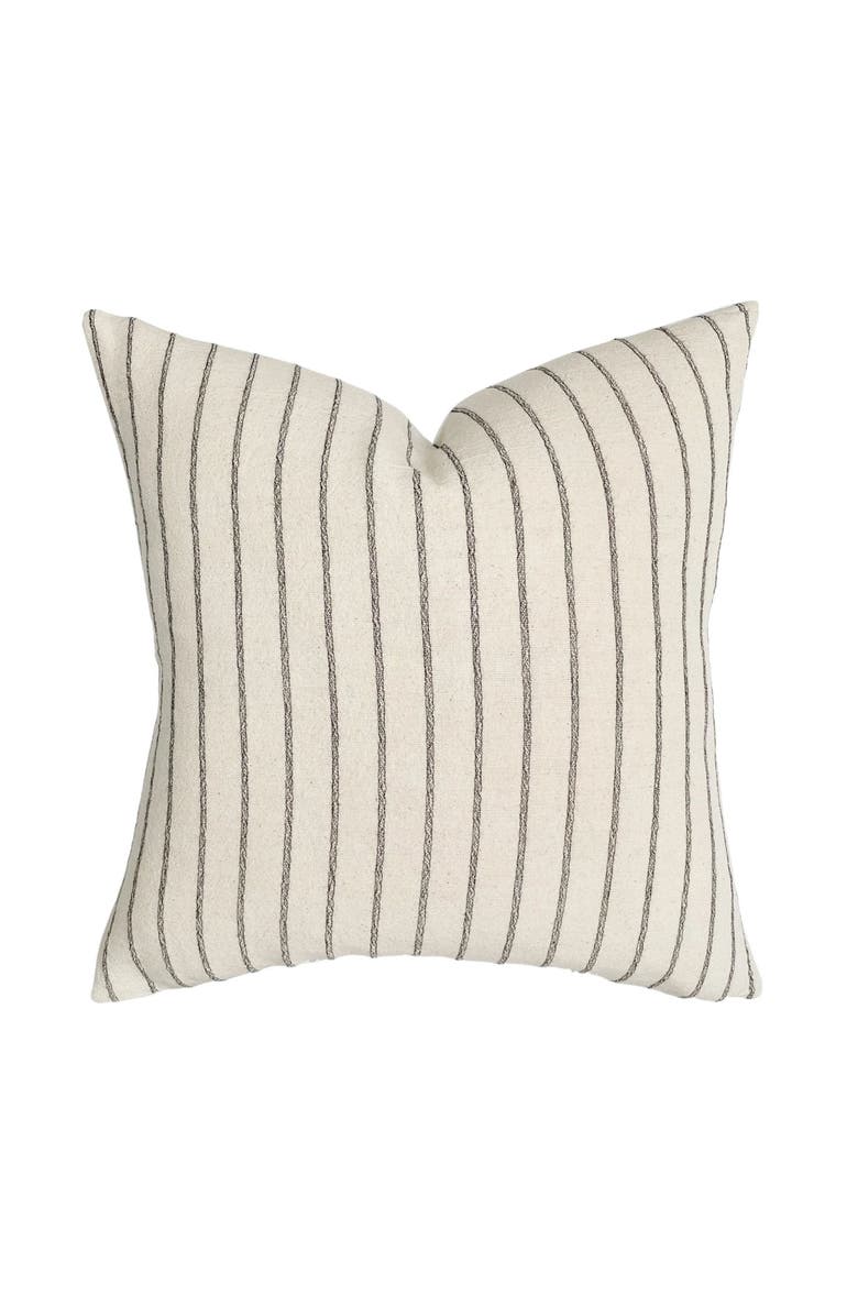 Linen & James Walker Natural Black Stripe Pillow Cover, Main, color, Cream