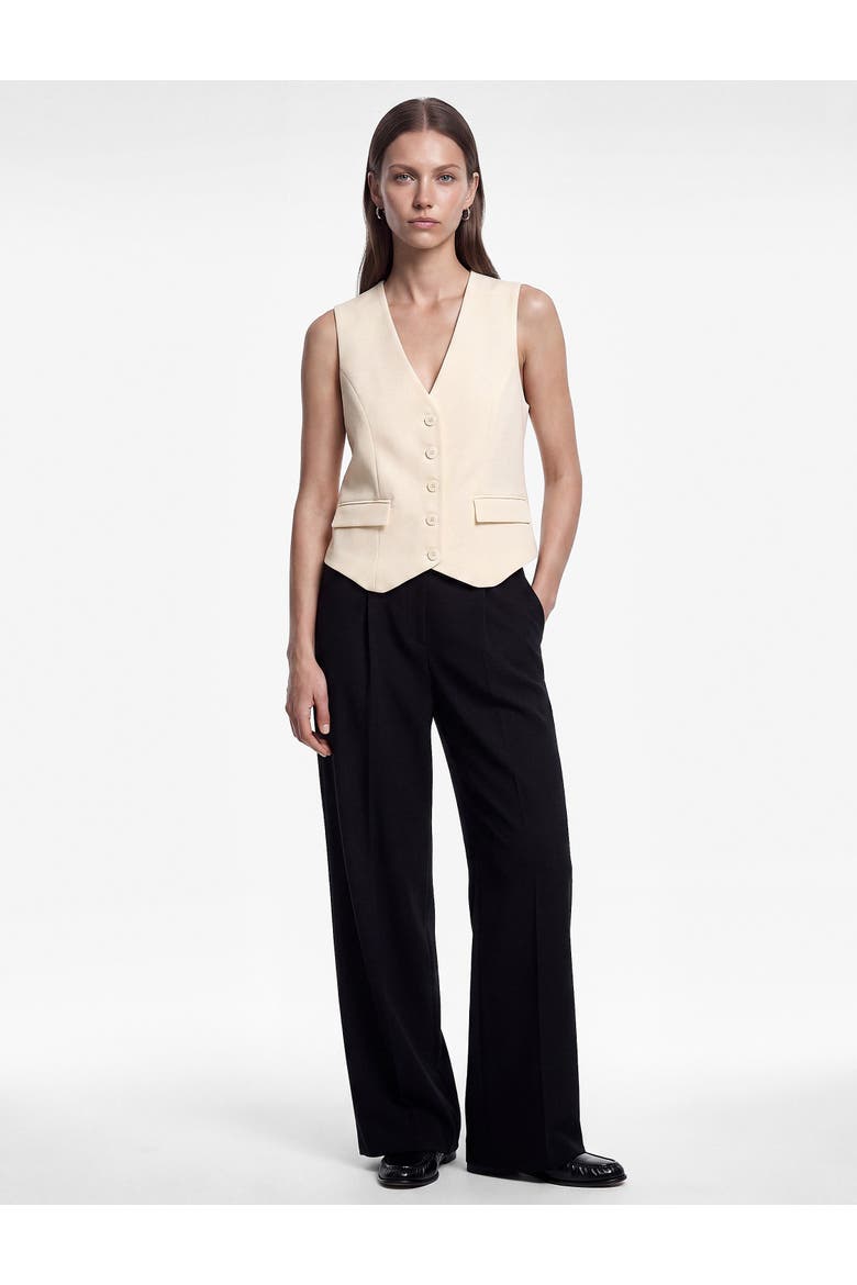 V-Neck Button-Front Vest with Applique Detailed, Main, color, OFF WHITE