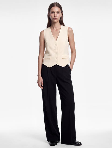 V-Neck Button-Front Vest with Applique Detailed