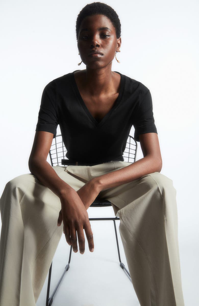 COS Organic Cotton V-Neck T-Shirt, Alternate, color, 