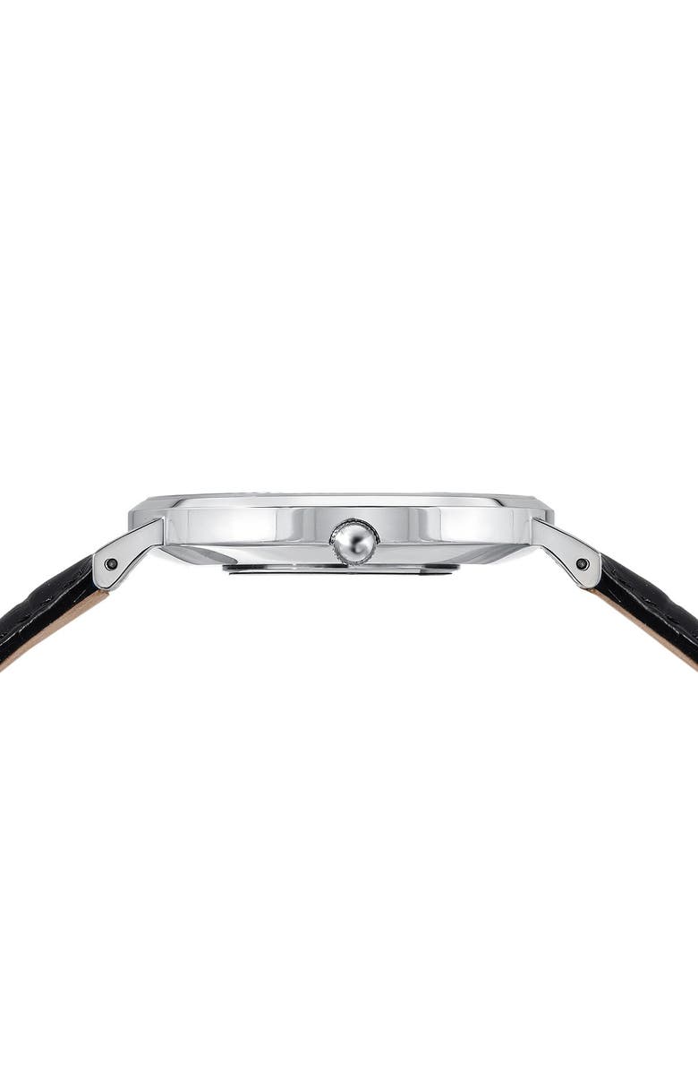 PORSAMO BLEU Men's Henry Miyota Quartz Croc Embossed Leather Strap Watch, 40.8mm, Alternate, color, Black-Blue