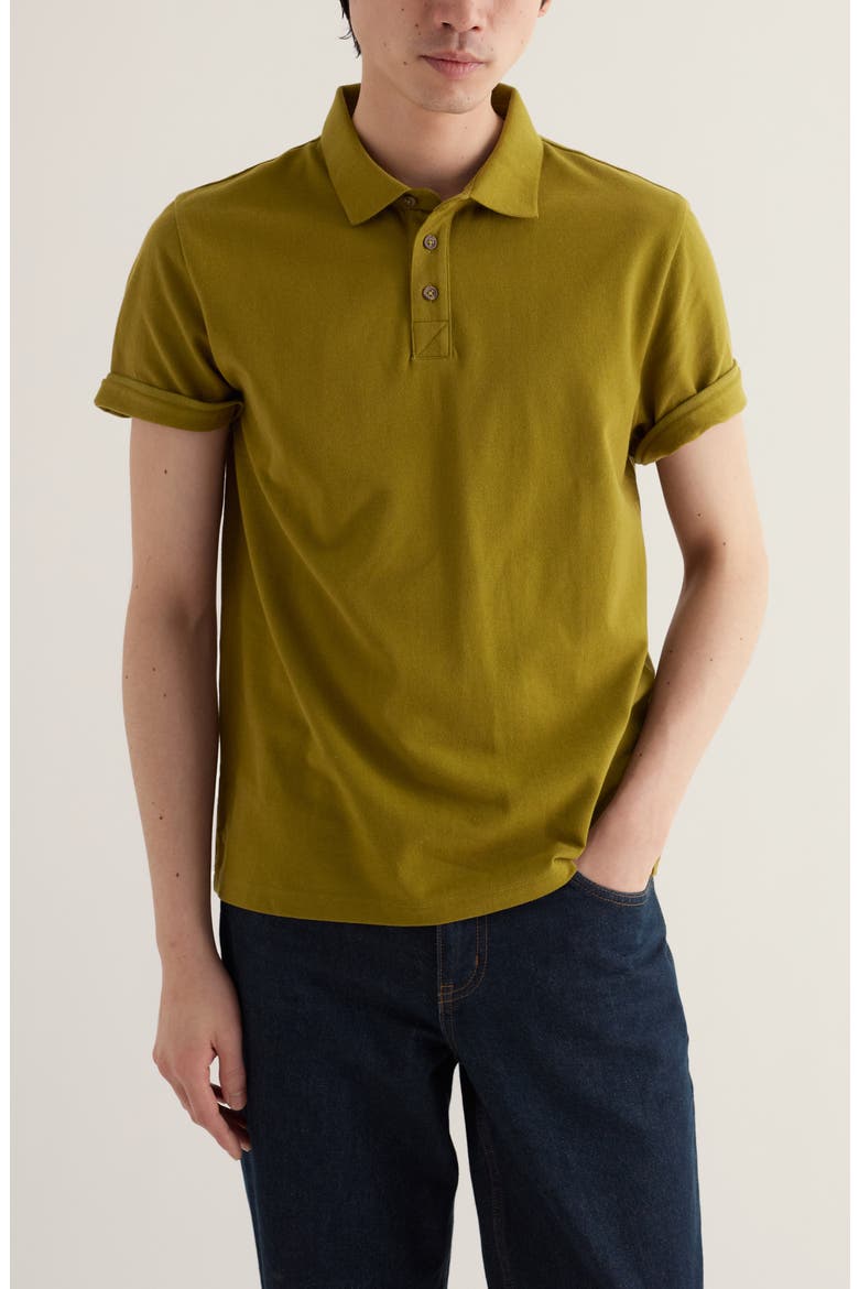 Balefire Organic Cotton Piqué Polo, Main, color, BRIGHT OLIVE
