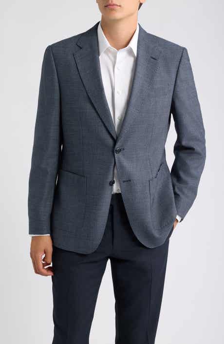 Hutson Slim Fit Navy Cotton & Wool Herringbone Sport Coat