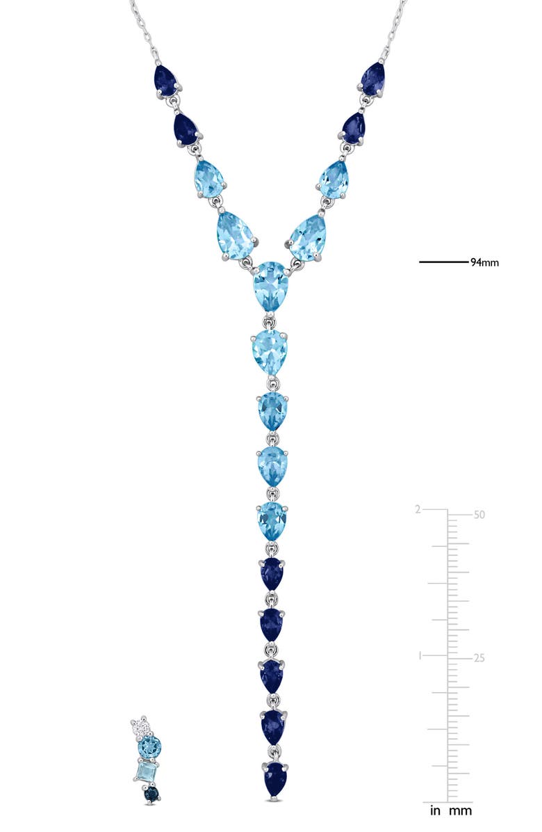 DELMAR Blue Topaz Stud Earrings & Y-Necklace Set, Alternate, color, Blue