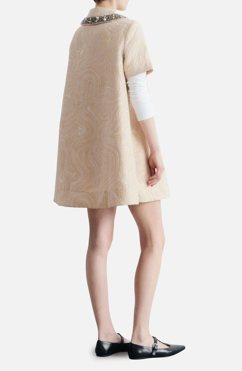 & Other Stories Faux Pearl & Rhinestone Detail Metallic Jacquard Minidress, Alternate, color, White Dusty Light