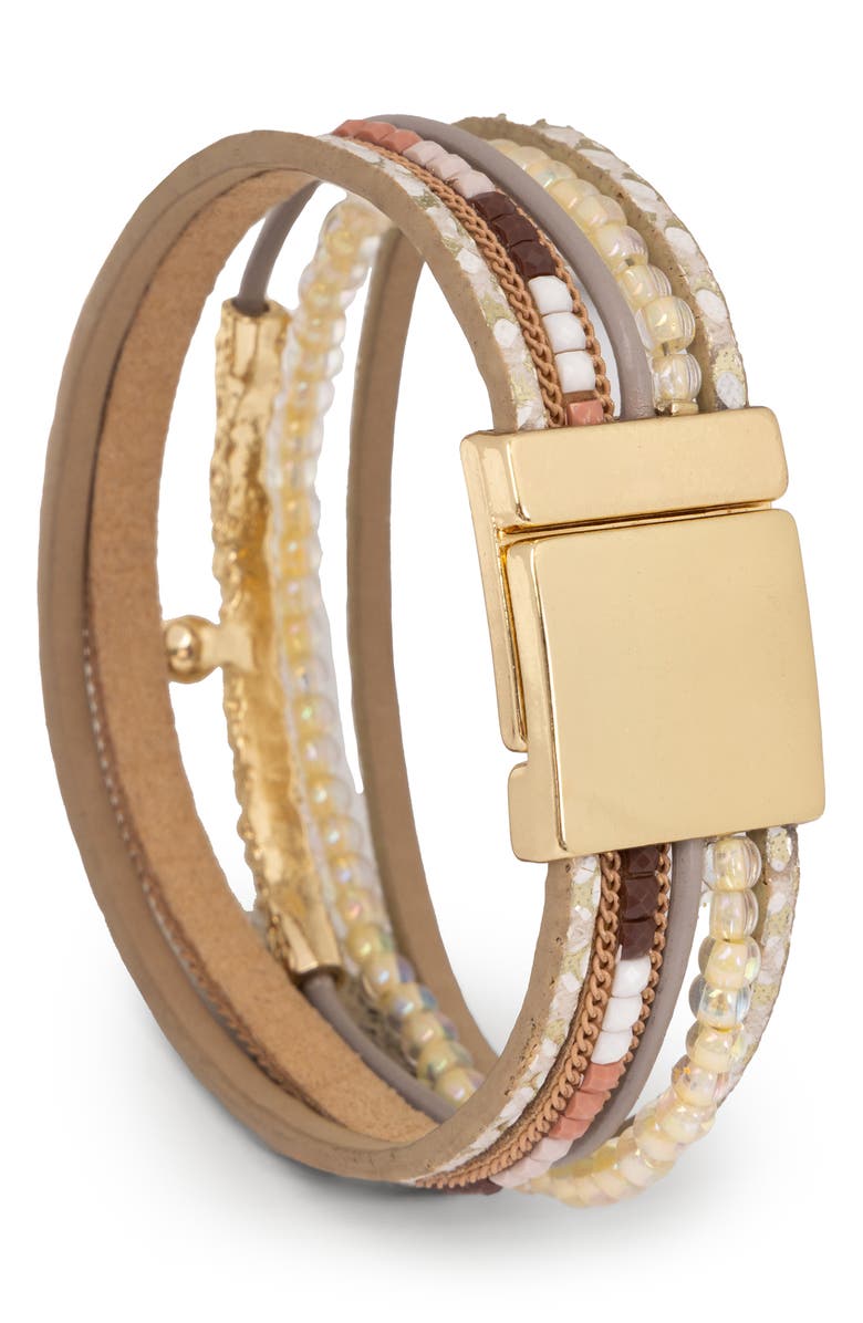 SAACHI Layered Beaded Faux Leather Bracelet, Alternate, color, 