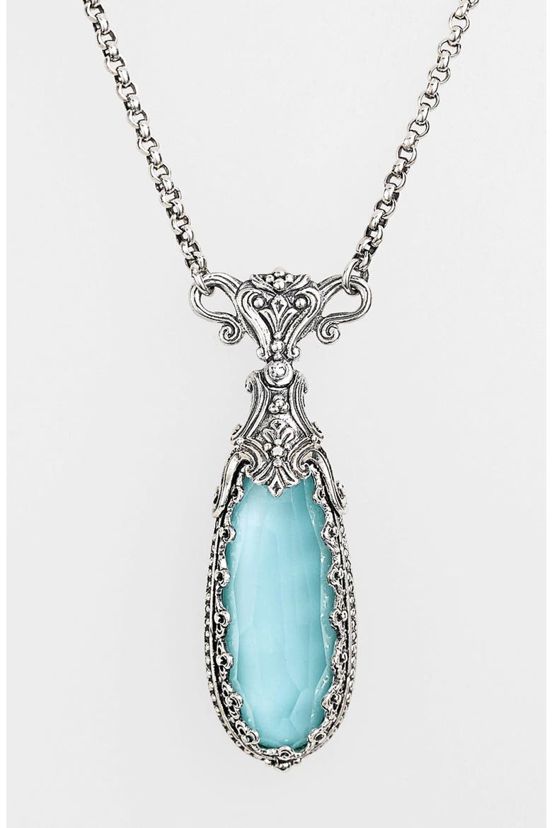 'Aegean' Teardrop Pendant Necklace, Main, color, SILVER/ TURQUOISE
