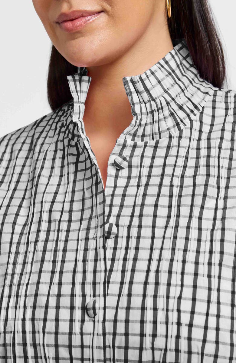 Foxcroft Carolina Crinkled Gingham Cotton Blend Shirt Jacket, Alternate, color,