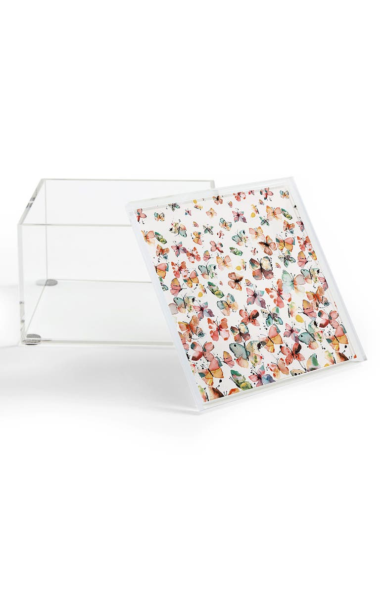Deny Designs Ninola Design Butterflies Watercolor Acrylic Box, Alternate, color, Multi