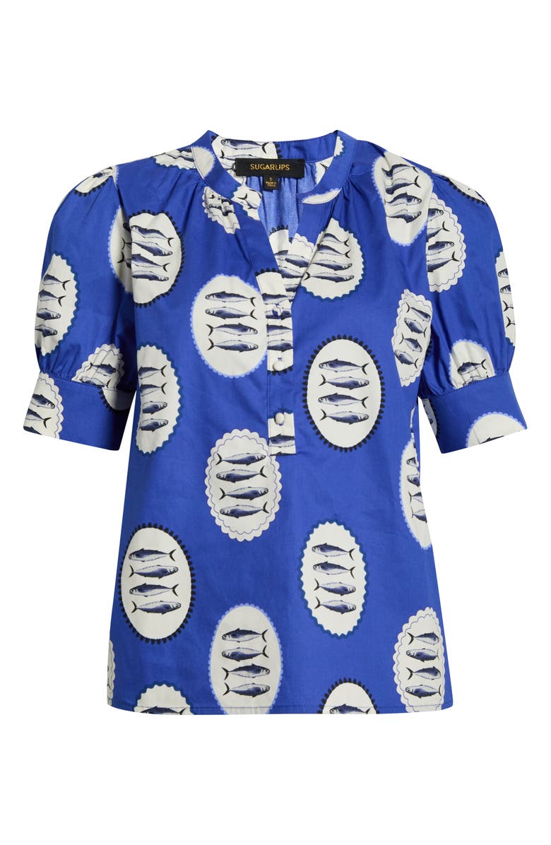 SUGARLIPS Sardine Sea Rosio Puff Sleeve Top, Main, color, 