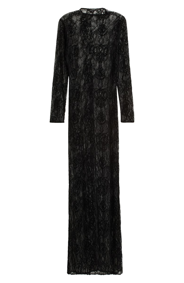 Good American Sheer Lace Long Sleeve Stretch Gown, Alternate, color, 