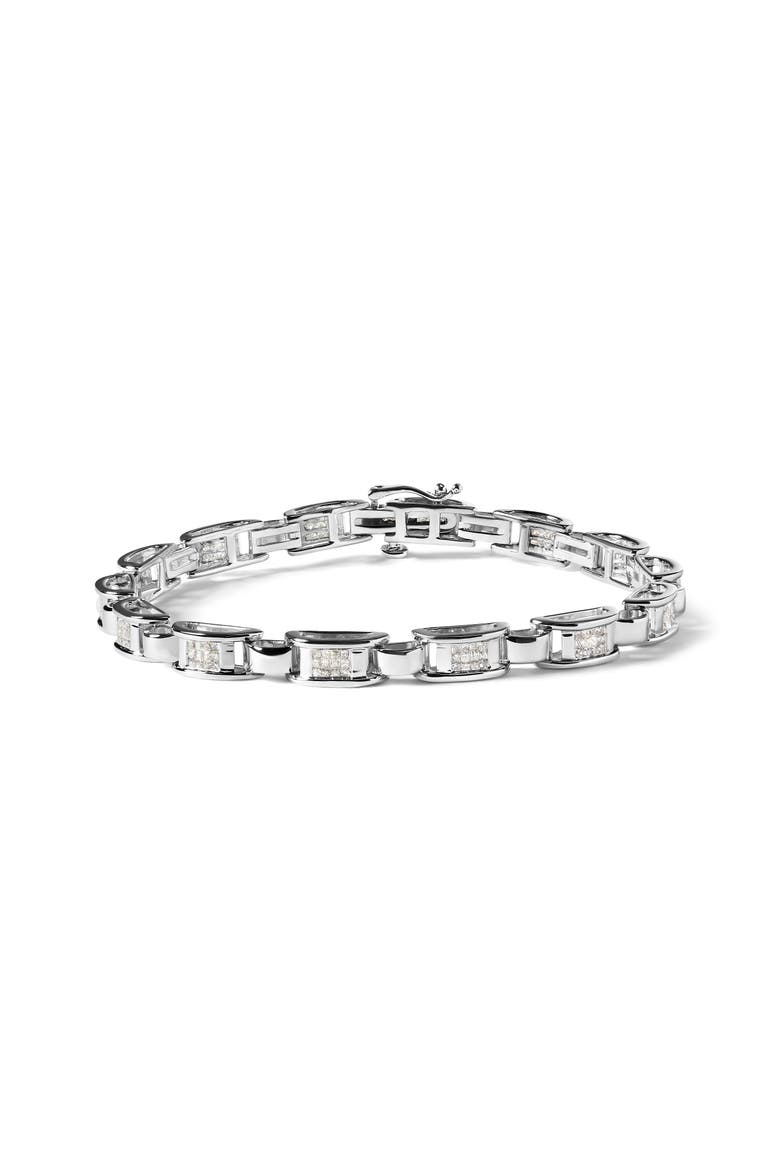 14K White Gold 1.00 Cttw Princess-Cut Diamond Link Bracelet -, Main, color, White