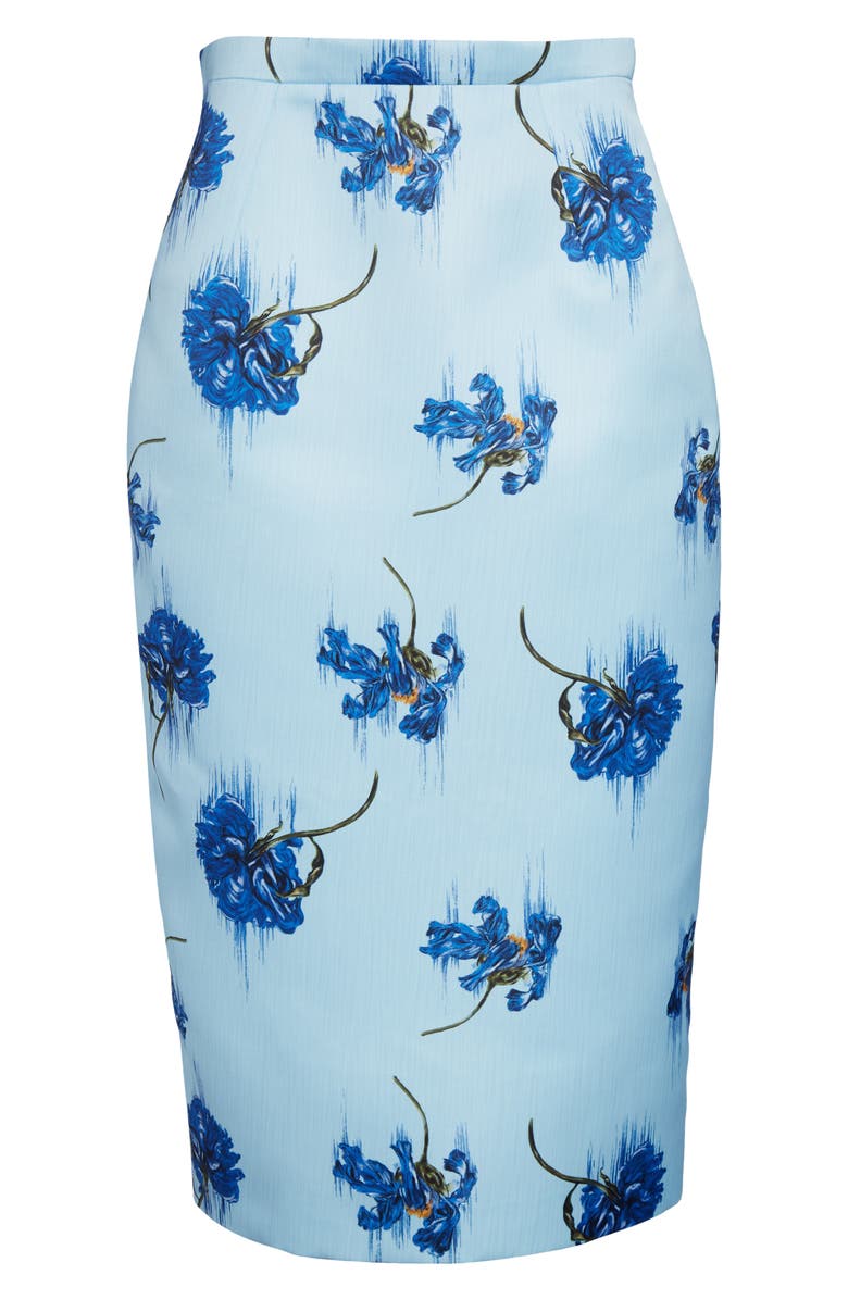 Emilia Wickstead Lorelei Floral Pencil Skirt, Alternate, color, Little Lillies On Blue