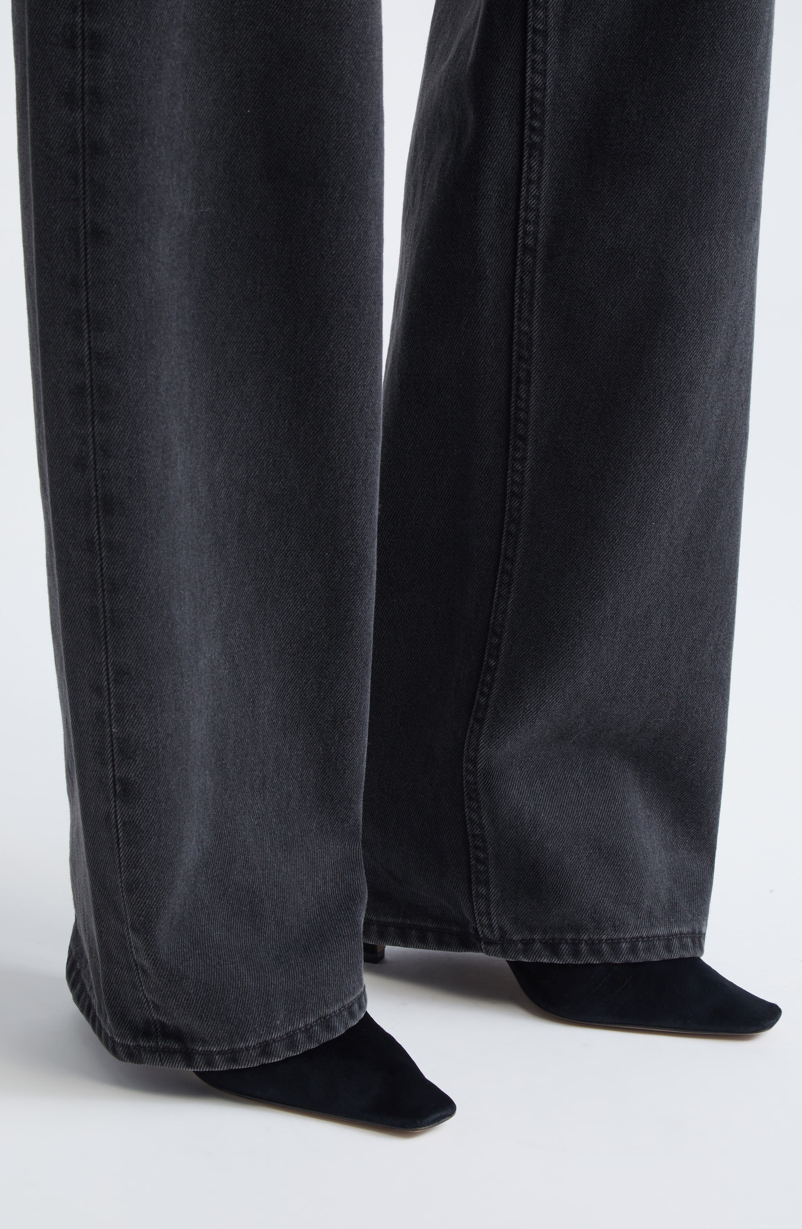 The Row Carla Square Toe Velvet Ankle Strap Sandal, Alternate, color, Black