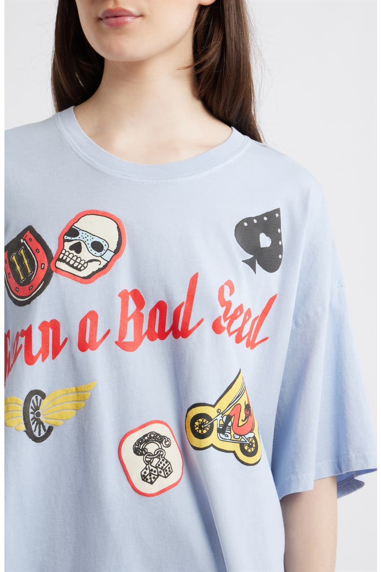 Born a Bad Seed Graphic Oversized T-shirt, Alternate, color, SKY WAY BLUE