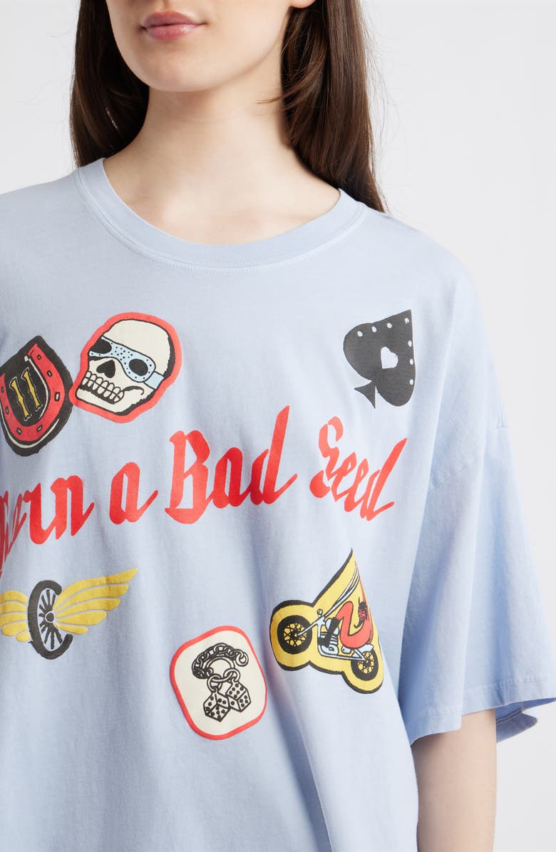 Daydreamer Born a Bad Seed Graphic Oversized T-shirt, Alternate, color, Sky Way Blue