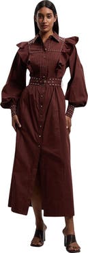 Karen Millen Cotton Studded Maxi Shirt Dress