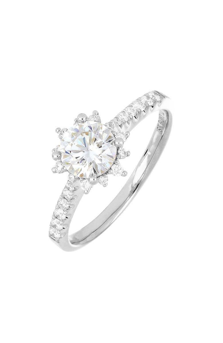 Bony Levy Pavé Diamond & Cubic Zirconia Vintage Solitaire Engagement Ring, Main, color, White Gold/ Diamond