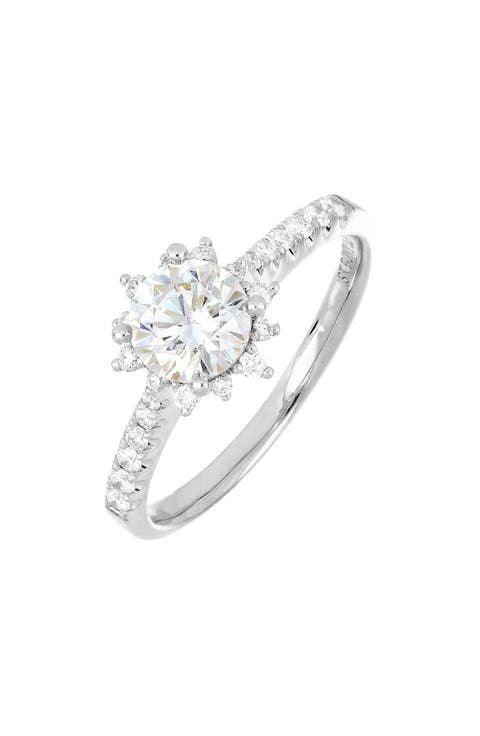 Pavé Diamond & Cubic Zirconia Vintage Solitaire Engagement Ring (Nordstrom Exclusive)