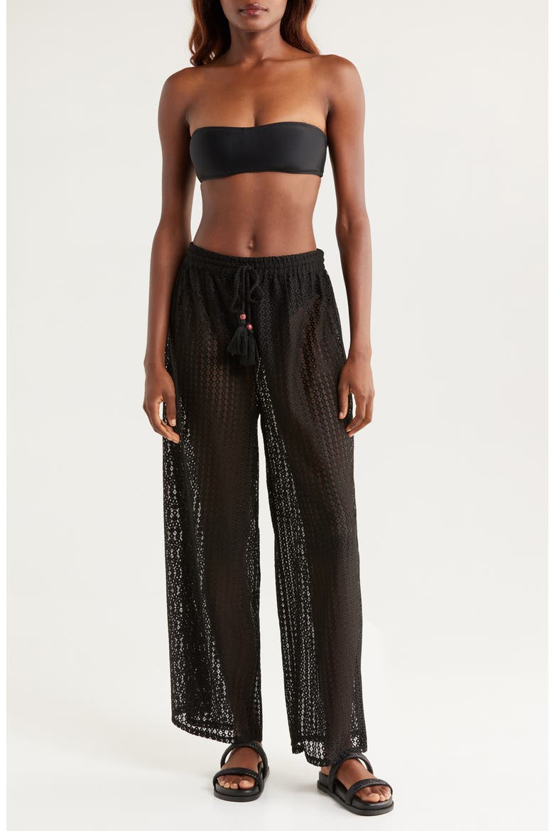 Open Knit Cover-Up Pants, Main, color, BLACK