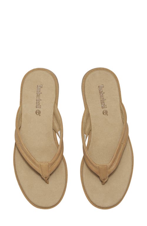 Timberland Calista Bay Flip Flop In Medium Beige Full Grain