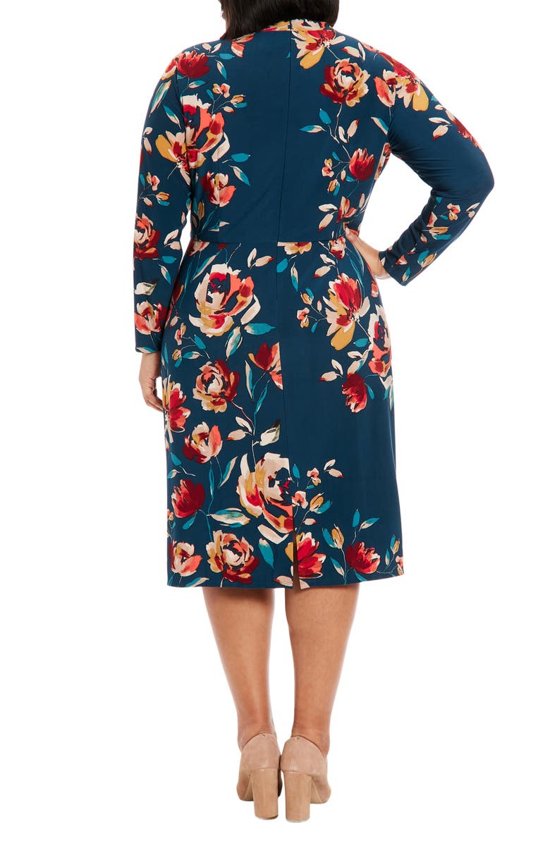 London Times Floral Long Sleeve Midi Dress, Alternate, color,